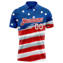 Charger l'image dans la galerie, Custom Royal White-Red 3D American Flag Performance Golf Polo Shirt