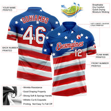 Charger l'image dans la galerie, Custom Royal White-Red 3D American Flag Performance Golf Polo Shirt