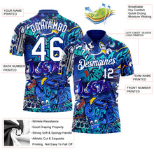 Laden Sie das Bild in den Galerie-Viewer, Custom Graffiti Pattern White-Royal 3D Performance Golf Polo Shirt