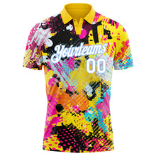 Laden Sie das Bild in den Galerie-Viewer, Custom Graffiti Pattern White-Light Blue 3D Bright Psychedelic Performance Golf Polo Shirt