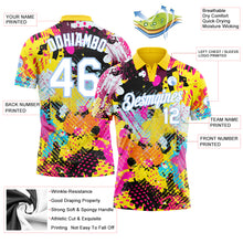 Laden Sie das Bild in den Galerie-Viewer, Custom Graffiti Pattern White-Light Blue 3D Bright Psychedelic Performance Golf Polo Shirt