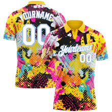 Laden Sie das Bild in den Galerie-Viewer, Custom Graffiti Pattern White-Light Blue 3D Bright Psychedelic Performance Golf Polo Shirt