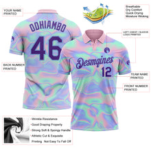 Загрузить изображение в средство просмотра галереи, Custom Light Blue Purple 3D Pattern Design Abstract Trendy Holographic Vaporwave Style Performance Golf Polo Shirt