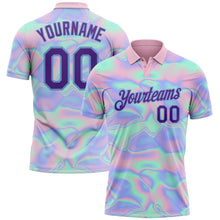 Загрузить изображение в средство просмотра галереи, Custom Light Blue Purple 3D Pattern Design Abstract Trendy Holographic Vaporwave Style Performance Golf Polo Shirt