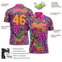 Загрузить изображение в средство просмотра галереи, Custom Graffiti Pattern Yellow-Pink 3D Colorful Leopard Print Performance Golf Polo Shirt