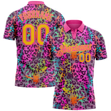 Загрузить изображение в средство просмотра галереи, Custom Graffiti Pattern Yellow-Pink 3D Colorful Leopard Print Performance Golf Polo Shirt