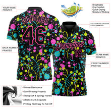 Laden Sie das Bild in den Galerie-Viewer, Custom Graffiti Pattern Black-Pink 3D Neon Splatter Performance Golf Polo Shirt