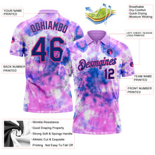 Load image into Gallery viewer, Custom Tie Dye Royal-Pink 3D Performance Golf Polo Shirt