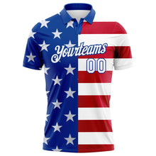 Charger l'image dans la galerie, Custom Royal White Red 3D American Flag Performance Golf Polo Shirt