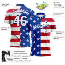 Charger l'image dans la galerie, Custom Royal White Red 3D American Flag Performance Golf Polo Shirt