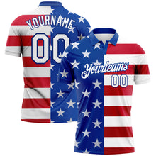 Charger l'image dans la galerie, Custom Royal White Red 3D American Flag Performance Golf Polo Shirt
