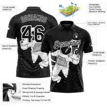 Load image into Gallery viewer, Custom Black White 3D Pattern Design Astronaut Performance Golf Polo Shirt