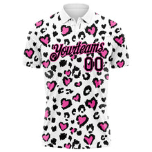 Charger l'image dans la galerie, Custom White Black-Pink 3D Pattern Design Leopard Print Performance Golf Polo Shirt