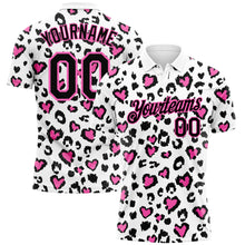 Charger l'image dans la galerie, Custom White Black-Pink 3D Pattern Design Leopard Print Performance Golf Polo Shirt