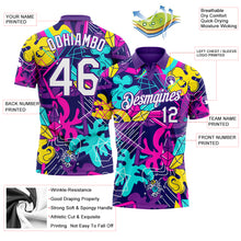 Laden Sie das Bild in den Galerie-Viewer, Custom Graffiti Pattern White-Purple 3D Performance Golf Polo Shirt