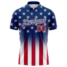 Laden Sie das Bild in den Galerie-Viewer, Custom Blue Red-White 3D American Flag Performance Golf Polo Shirt