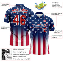 Laden Sie das Bild in den Galerie-Viewer, Custom Blue Red-White 3D American Flag Performance Golf Polo Shirt