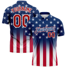 Laden Sie das Bild in den Galerie-Viewer, Custom Blue Red-White 3D American Flag Performance Golf Polo Shirt