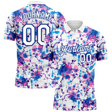 Laden Sie das Bild in den Galerie-Viewer, Custom Graffiti Pattern White-Royal 3D Abstract Watercolor Performance Golf Polo Shirt