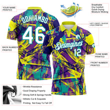 Laden Sie das Bild in den Galerie-Viewer, Custom Graffiti Pattern White-Teal 3D Abstract Urban Performance Golf Polo Shirt