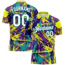 Laden Sie das Bild in den Galerie-Viewer, Custom Graffiti Pattern White-Teal 3D Abstract Urban Performance Golf Polo Shirt