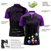 Charger l'image dans la galerie, Custom Black Purple 3D Pattern Design Billiards Performance Polo Shirt