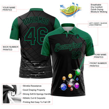 Charger l'image dans la galerie, Custom Black Kelly Green 3D Pattern Design Billiards Performance Polo Shirt