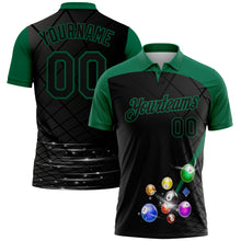 Charger l'image dans la galerie, Custom Black Kelly Green 3D Pattern Design Billiards Performance Polo Shirt
