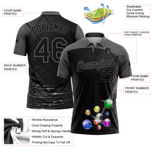Charger l'image dans la galerie, Custom Black Gray 3D Pattern Design Billiards Performance Polo Shirt