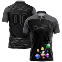 Charger l'image dans la galerie, Custom Black Gray 3D Pattern Design Billiards Performance Polo Shirt