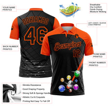 Charger l'image dans la galerie, Custom Black Orange 3D Pattern Design Billiards Performance Polo Shirt