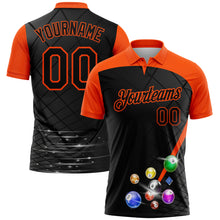 Charger l'image dans la galerie, Custom Black Orange 3D Pattern Design Billiards Performance Polo Shirt