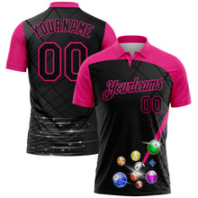 Charger l'image dans la galerie, Custom Black Hot Pink 3D Pattern Design Billiards Performance Polo Shirt