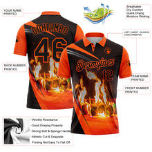 Charger l'image dans la galerie, Custom Black Orange 3D Pattern Design Flame Billiards Performance Polo Shirt