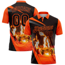 Charger l'image dans la galerie, Custom Black Orange 3D Pattern Design Flame Billiards Performance Polo Shirt