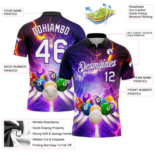 Charger l'image dans la galerie, Custom Purple White-Black 3D Pattern Design Billiards Performance Polo Shirt