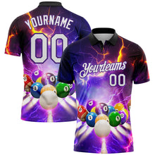 Charger l'image dans la galerie, Custom Purple White-Black 3D Pattern Design Billiards Performance Polo Shirt