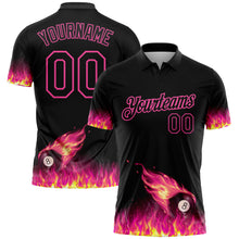 Laden Sie das Bild in den Galerie-Viewer, Custom Black Pink 3D Pattern Design Flame Billiards 8 Ball Performance Polo Shirt