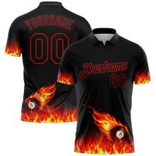 Загрузить изображение в средство просмотра галереи, Custom Black Red 3D Pattern Design Flame Billiards 8 Ball Performance Polo Shirt