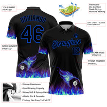 Charger l'image dans la galerie, Custom Black Thunder Blue 3D Pattern Design Flame Billiards 8 Ball Performance Polo Shirt