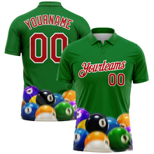 Charger l'image dans la galerie, Custom Kelly Green Red-White 3D Pattern Design Billiards 8 Ball Performance Polo Shirt