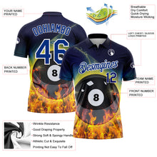 Charger l'image dans la galerie, Custom Royal White 3D Pattern Design Flame Billiards 8 Ball Performance Polo Shirt