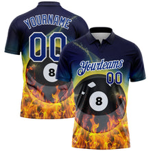 Charger l'image dans la galerie, Custom Royal White 3D Pattern Design Flame Billiards 8 Ball Performance Polo Shirt