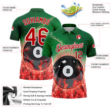 Charger l'image dans la galerie, Custom Green Red-White 3D Pattern Design Flame Billiards 8 Ball Performance Polo Shirt