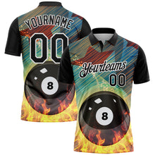 Charger l'image dans la galerie, Custom Black White 3D Pattern Design Flame Billiards 8 Ball Performance Polo Shirt