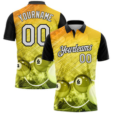 Charger l'image dans la galerie, Custom Yellow White-Black 3D Pattern Design Billiards Performance Polo Shirt