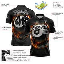 Charger l'image dans la galerie, Custom Black White 3D Pattern Design Flame Billiards 8 Ball Performance Polo Shirt