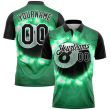 Charger l'image dans la galerie, Custom Kelly Green Black-White 3D Pattern Design Flame Billiards 8 Ball Performance Polo Shirt