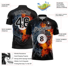 Charger l'image dans la galerie, Custom Black White 3D Pattern Design Flame Billiards 8 Ball Performance Polo Shirt