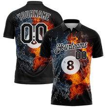 Charger l'image dans la galerie, Custom Black White 3D Pattern Design Flame Billiards 8 Ball Performance Polo Shirt